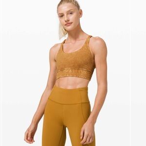 Lululemon Energy Bra & High-Waist Leggings Set — Spiced Bronze Yellow size 4